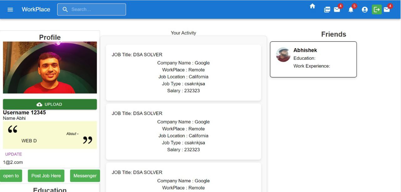 WorkPlace job portal screenshot